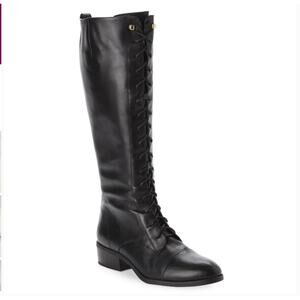 Ralph Lauren Martina Riding Boots 6.5 Black Leather Tall Knee High Academia Prep